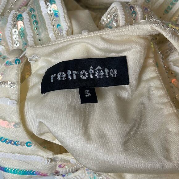 Retrofete Millie Cutout Sequin Embellished Geo White Maxi Dress Size Small - Picture 11 of 12